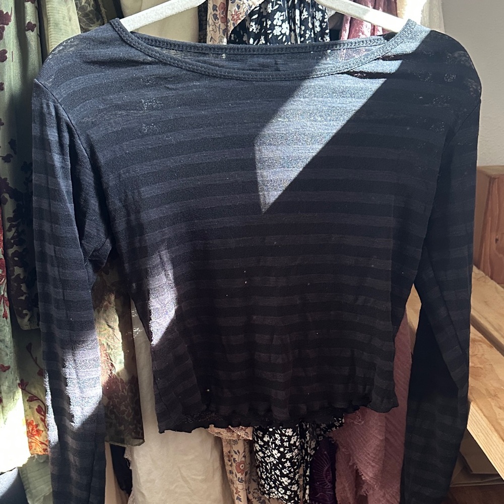 Disturbia Charcoal Striped Crop Top